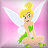 Pixelated static image of a cartoon fairy character with blonde hair, translucent wings, and green clothing against a pink gradient background.