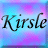 Pixelated text 'Kirsle' in black script font on a gradient background of blue and pink hues.