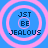 Four identical circular icons arranged in a , each with pink concentric rings on blue background and text "JST BE JEALOUS"