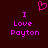 A static pixel art image with a dark red background, displaying two identical text blocks and a heart symbol in bright pink.