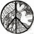 Circular icon divided into four quadrants by black lines, featuring a white dove in the top-right quadrant and a patterned background in the others.