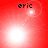 Red background with four white light bursts and dotted lines connecting them, each labeled 'eric' in black pixelated text.