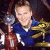 A pixelated animated contact sheet showing two frames of a character in blue attire holding a trophy-like object, next to green text reading "Original Icons .com" on a dark background.