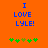 Blue text "I LOVE LYLE!" on orange background with green clover symbols below, two identical frames side-by-side.