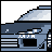 Pixelated static image of a blue vehicle with white accents against a gray background, featuring visible windows and structural details.