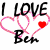 Animated icon with 'I LOVE Ben' text and heart outlines, changing color from black to pink to purple across frames.