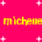 Bright pink background with scattered white plus-shaped stars and two of yellow pixelated text reading "michelle michelle"