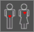 A 2x2 contact sheet of four animated frames from a buddy icon showing stick figures, text, and audio waveforms with red heart symbols.