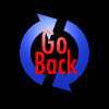 Blue circular arrow icon with red 'Go Back' text on black background, showing animation frames where the arrow's position shifts clockwise across multiple views.