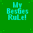 Green background with cyan text reading 'My Besbes RuLe!' in a pattern, scattered green dots, and one gray square at bottom-right