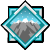 Four diamond-shaped icons with blue and white borders display a pixelated mountain scene with snow-capped peaks and a light blue sky.