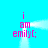 Two identical pink text phrases "i am emilyc;" on a cyan background with white motion trails forming an arch and vertical path.
