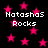 Black background with pink stars and repeated "Natashas Rocks" text in white pixelated font.