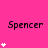 A pink background displays multiple instances of the name "Spencer" with varying numbers of white heart symbols positioned around each instance.