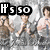 A pixelated image of a group of people with overlaid text reading "It's so beautiful when the boys smile" in black rectangular blocks.