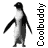 A 4x3 contact sheet of a penguin animation with ten visible frames showing sequential motion, each frame paired with vertical "Coolbuddy" text on the right side against a white background.