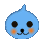 Six blue cartoon character icons with orange cheeks and black facial features arranged in a , showing varied eye expressions