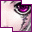 nine identical showing a close-up of a pale-skinned figure's eye with purple irises and dark eyeliner, each bordered by purple and gray shapes
