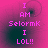 Pixelated text on a pink gradient background with dark circular blurs, showing 'I AM Selormk I LOL!!' in four identical