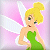 Pixelated static image of a cartoon fairy character with blonde hair in a bun, green dress, and white wings against a pink background.