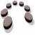 A static arrangement of seven rounded, grayish-brown shapes with dark brown borders forming an arc on a white background.