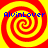 Four identical red and yellow spiral patterns arranged in a with blue text "AlvinLover" on each quadrant