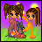 A 2x2 contact sheet of pixel art frames showing two cartoon girls in various poses with text reading BEST FRIENDS ARE FOREVER on the right side.