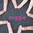 A pixelated image with a dark background and light pink zigzag lines, displaying three different text phrases in bright pink lowercase letters.