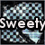 Pixelated icon with 'Sweety' text over a checkered background, 'Pie' text with hearts on striped background, and '-19' over purple and green shapes on pink background.