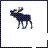 Pixelated moose icon with dark blue and gray tones, standing on white background; second frame shows red prohibition symbol over the moose.