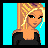 Pixel art contact sheet showing a blonde woman character in multiple frames with text panels reading "I LOVE" and "VERY SPECIAL" on cyan background.