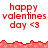 Red pixelated text 'happy valentines day <3' on white background with red decorative borders, showing animation changes in border and content visibility.