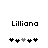 Pixelated text 'Lillian' above a of five heart icons with one grayed-out heart in the center