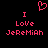 Pixelated pink text and heart symbol on black background, with 'I Love Jeremiah' repeated side-by-side.