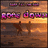 Pixelated image with 'down' text in pink and purple, two brown figures on a beach at sunset, and a wooden structure in the background.
