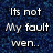 Pixelated text on a blue textured background arranged in three with phrases about being dropped into glitter