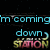 Animated text-based icon with multiple phrases in cyan, magenta, white, and green on black background.