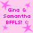 Pixelated pink background with star shapes and repeated text 'Gina & Samantha BFMLS! :(' in bright magenta.