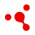 Four red circular shapes with white borders on a gray background, varying in size and positioned asymmetrically.