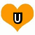 Three heart-shaped icons with text overlays on a white background, one orange, one yellow, one pink, with a gray rectangle in the bottom right corner.
