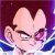 Pixelated close-up of a character with spiky hair, narrowed eyes, and a stern expression against a gradient background.