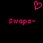 Pixelated pink heart symbol above two identical text strings on black background.