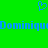 Blue pixelated heart symbol above blue text reading 'Dominiqu Dominique' on solid green background.