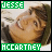 nine identical pixelated images showing a person with brown hair and light skin, each bordered by green text reading "JESSE" above and "MCCARTNEY" below