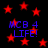 Red stars scatter across a black background while blue text 'MCB 4 LIFE!' repeats in four positions.
