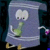 Two identical cartoon characters with large white eyes, green hands, and purple accents stand side-by-side against a dark background.