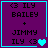 Purple background with cyan border displays text 'ILY BAILEY + JIMMY ILY' and a cyan heart icon that changes shape across frames.