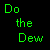 Animated image shows green soda cans and bottles with red 'Dew' text, crossed-out options, and colored text labels on a black dotted background.