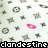 Animated sequence of a repeating pattern with pink lips and black symbols on white background, text 'clandestine' cycling through letter variations.