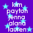 Purple background with light blue stars and repeated white text listing names.